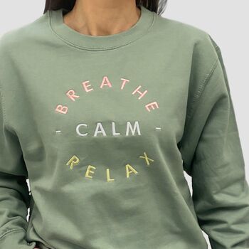 Embroidered Breathe Calm Relax Sweatshirt Heather Grey, 2 of 3