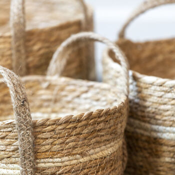 Neutral Straw And Corn Basket With Handles, 2 of 3