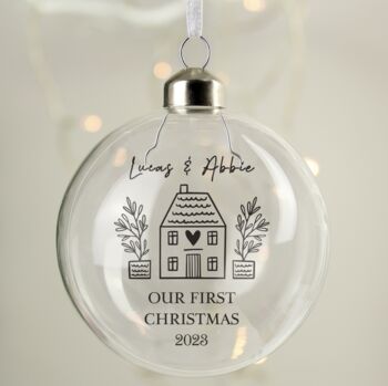 Personalised First Home Christmas Glass Bauble, 3 of 3