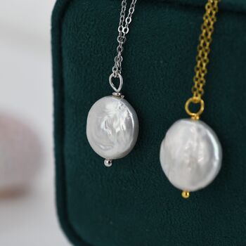 Coin Baroque Pearl Necklace In Sterling Silver, 6 of 11