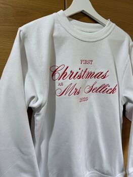 Custom Embroidered 'First Christmas As Mrs…' Personalised Surname Sweatshirt, 2 of 4