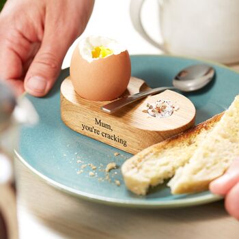 Personalised Oak Egg Cup Server, 2 of 12