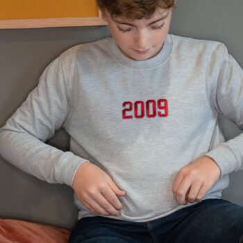 Children's Embroidered Year 'College' Sweatshirt, 2 of 3