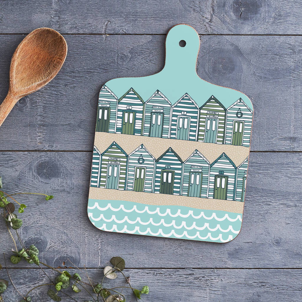Beach Huts Illustrated Chopping Board, 1 of 4