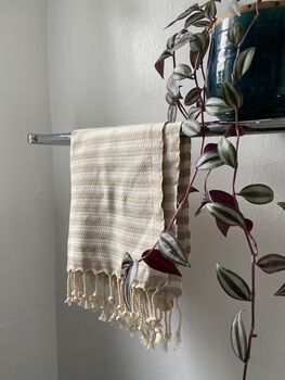 Striped Design Cream Hand Towel, 7 of 7