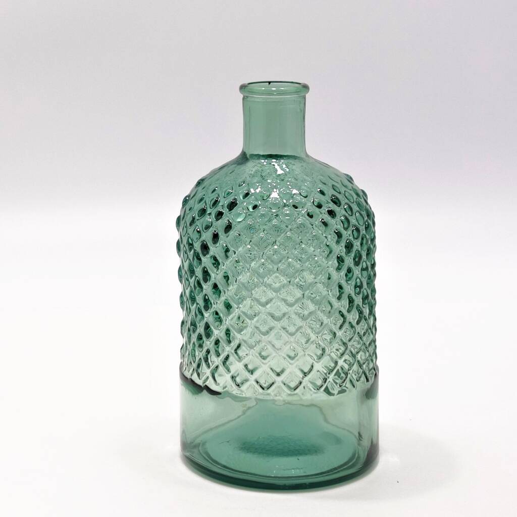 Recycled Glass Patterned Bottle Vase In Eight Colours By The Recycled ...