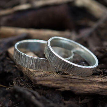 Bark Effect Wedding Bands In Eco Silver, 10 of 11