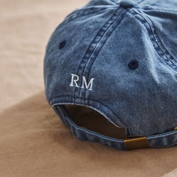 Personalised Family Vintage Cap In Denim Blue, 3 of 3