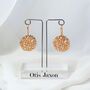 Rose Gold Plated Silver Snowflake Round Drop Earrings, thumbnail 2 of 8