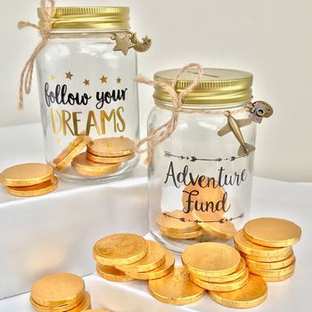 Glass Money Box With Golden Chocolate Coins, 2 of 2