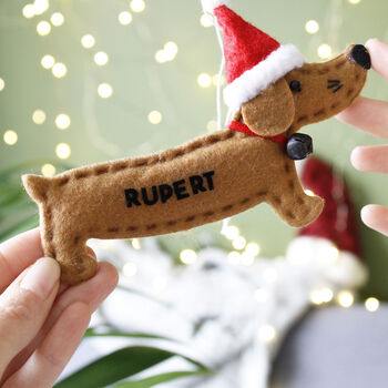 Personalised Dachshund Sausage Dog Christmas Decoration, 6 of 8
