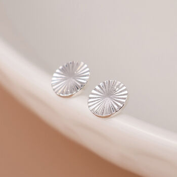 Sterling Silver Sunburst Circle Disc Stud Earrings – 5mm, 7 of 9