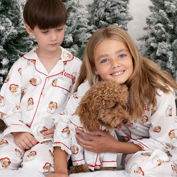 Boy's Personalised Christmas Santa Print Pyjamas, 5 of 12