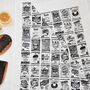 Crisp Packets Illustrated Black And White Tea Towel, thumbnail 7 of 11