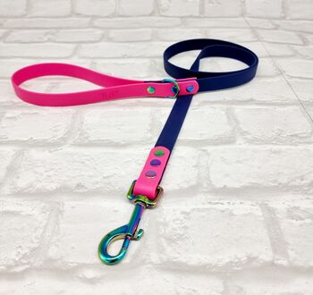 Waterproof Dog Collar And Lead Set Navy/Electric Pink, 3 of 3