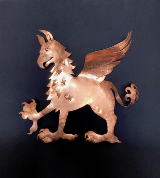 Handwrought Copper Griffin Christmas Tree Topper, 6 of 7
