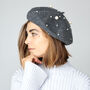 Pearl Embellished Wool Beret, thumbnail 1 of 12