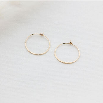 Gold Filled Hammered Hoop Earrings, 2 of 6