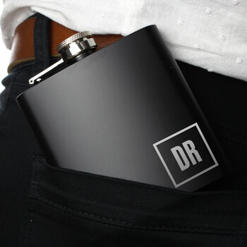 Personalised Initials Black Stainless Steel Hip Flask, 3 of 5