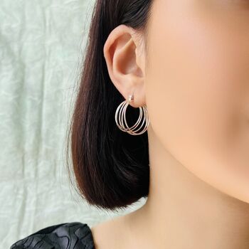 Multi Hoop Sterling Silver Wedding Earrings, 2 of 7