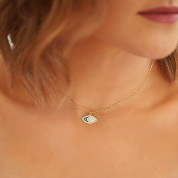 Serenay Evil Eye And Moon Necklace | 18 K Gold Plated, 9 of 9