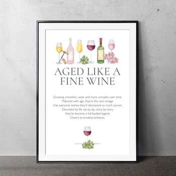 Aged Like A Fine Wine, Witty Wall Art Print Wine Lover Gift Idea For Him Or Her, 2 of 2
