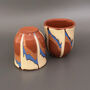 Ceramic Stoneware Espresso Cups In Beige And Blue, thumbnail 1 of 5