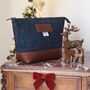 Harris Tweed And Leather Personalised Wash Bag Christmas Gift For Him, thumbnail 1 of 12