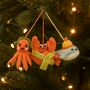 Handmade Felt Sleighing Sealife Set Of Three, thumbnail 1 of 2