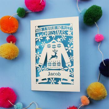 Personalised Papercut Christmas Jumper Card, 7 of 10
