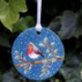 Hand Painted Christmas Robin Tree Decoration, thumbnail 1 of 2