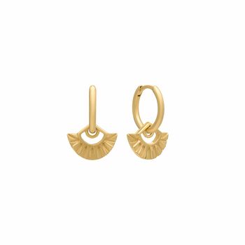Deco Fan Gold Hoop Earrings, 2 of 3