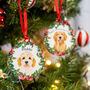 Personalised Holly Wreath Dog Christmas Decoration Bauble, thumbnail 12 of 12