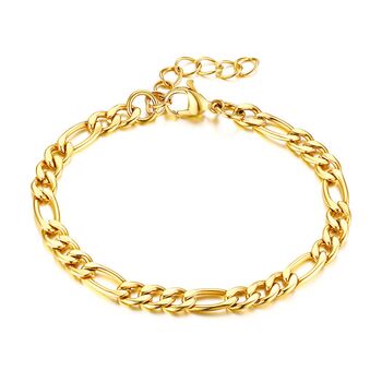Figaro Chain Gold Plated Unisex Bracelet, 6 of 8