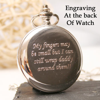 Engraved Pocket Watch Birthday Gift Circular Design, 5 of 8