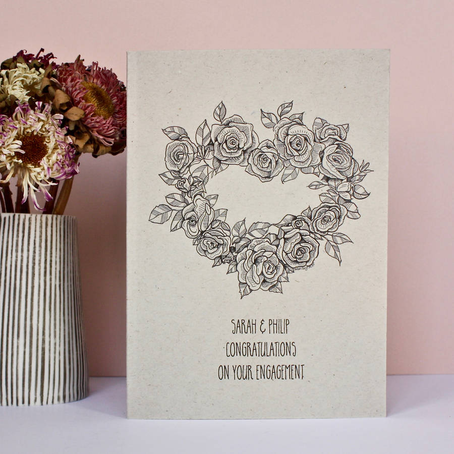 Personalised Engagement Rose Heart Card, 1 of 3