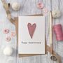 Embroidered Wool Felt Heart Anniversary Card, thumbnail 3 of 3