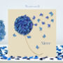 Niece Butterfly And Blue Hydrangea Birthday Card, thumbnail 1 of 12