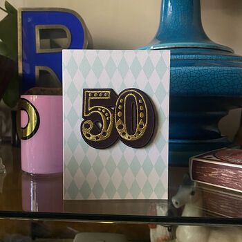 Birthday Patch Greeting Card Age Fifty, 2 of 2