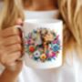 Personalised Dachshund Summer Floral Dog Wreath Cushion And Mug Bundle, thumbnail 2 of 4