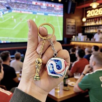 Personalised World Cup Football And Trophy Keychain, 3 of 9