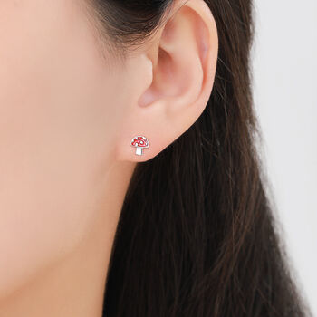 Mushroom Stud Earrings In Sterling Silver, 6 of 11