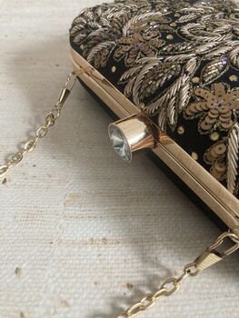 Black Handcrafted Rectangular Clutch Bag, 9 of 9
