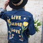 'Live, Laugh, Love' Tulip Embroidered Denim Jacket, thumbnail 1 of 5