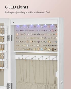 Wall Mounted Lockable Jewellery Armoire With Mirror, 5 of 9