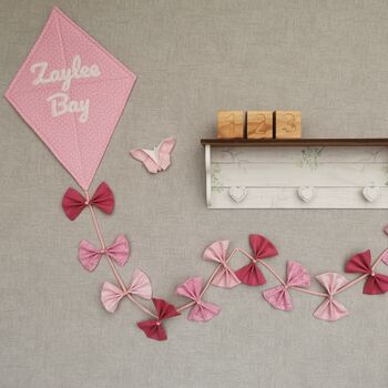 Personalised Pink Hanging Kite Decor, Baby Girl Room Wall Art, 2 of 12