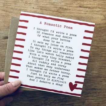 Rude Love Poem Card By Bespoke Verse | notonthehighstreet.com