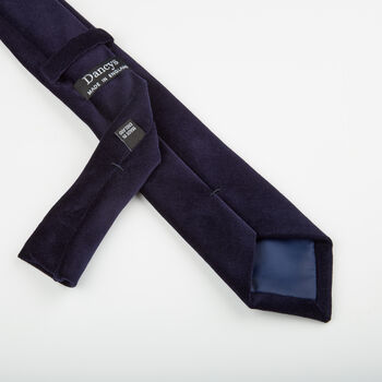 Mens Midnight Navy Velvet Slim Style Tie, 8 of 8