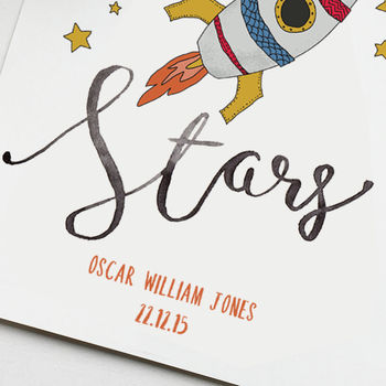 Personalised Reach For The Stars Illustration Print, 3 of 4