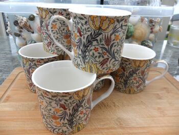 Set Of Six Mugs In William Morris Flora Design, 5 of 9